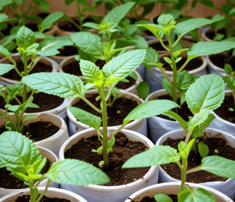 Tulsi plants kept side by side